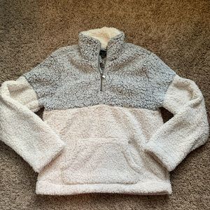 NWT sherpa quarter zip teddy jacket